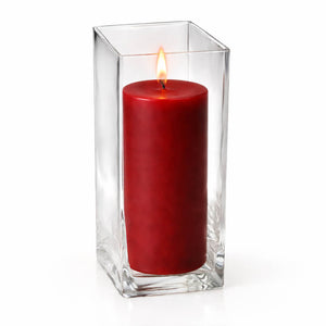 Richland Pillar Candle 9" & Eastland Square Holder 12" Set of 12 (Choose your color)
