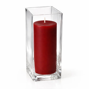 Richland Pillar Candle 9" & Eastland Square Holder 12" Set of 12 (Choose your color)
