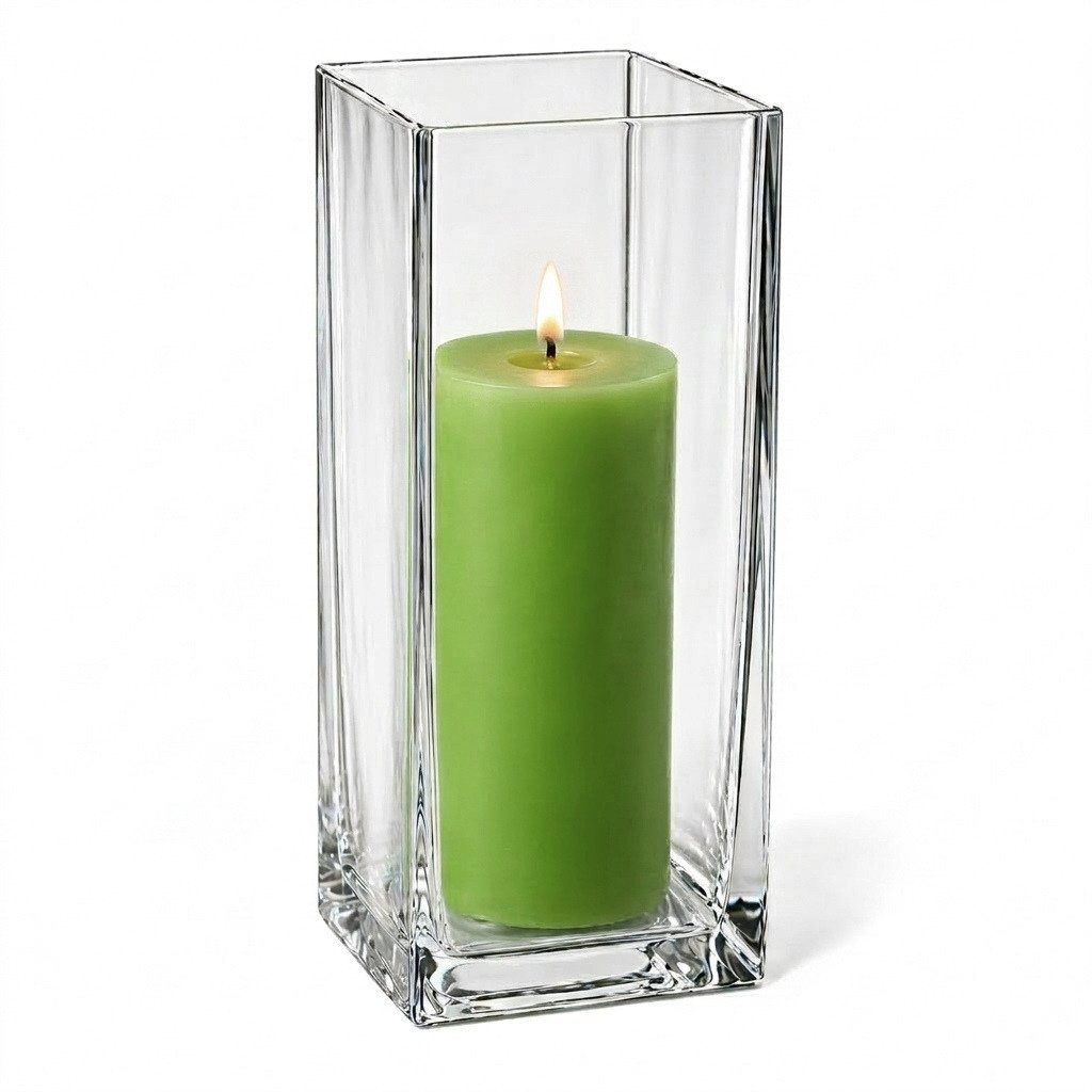 Richland Pillar Candle 9" & Eastland Square Holder 12" Set of 12 (Choose your color)