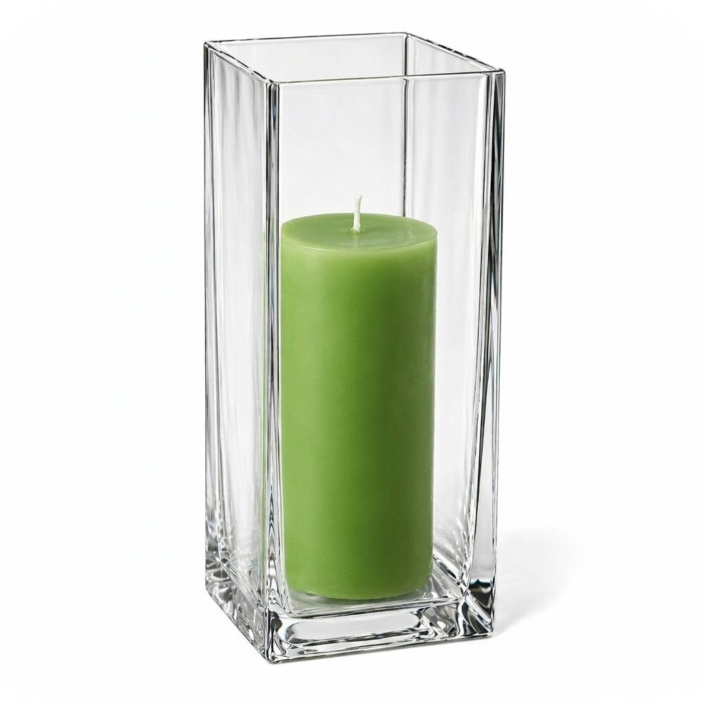 Richland Pillar Candle 9" & Eastland Square Holder 12" Set of 12 (Choose your color)