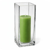 Richland Pillar Candle 9" & Eastland Square Holder 12" Set of 12 - Green - thumbnail number 1