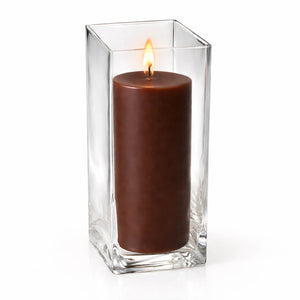 Richland Pillar Candle 9" & Eastland Square Holder 12" Set of 12 (Choose your color)
