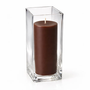 Richland Pillar Candle 9" & Eastland Square Holder 12" Set of 12 (Choose your color)