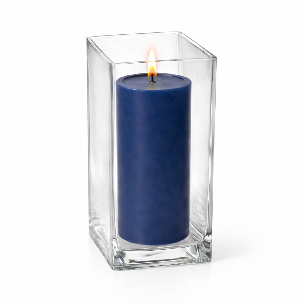 Richland Pillar Candle 9" & Eastland Square Holder 12" Set of 12 (Choose your color)