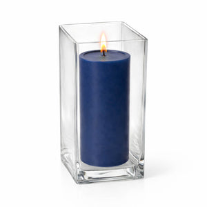 Richland Pillar Candle 9" & Eastland Square Holder 12" Set of 12 (Choose your color)