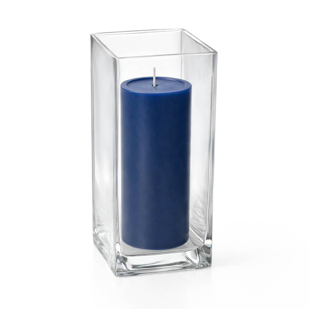 Richland Pillar Candle 9" & Eastland Square Holder 12" Set of 12 (Choose your color)