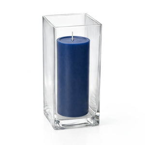 Richland Pillar Candle 9" & Eastland Square Holder 12" Set of 12 (Choose your color)