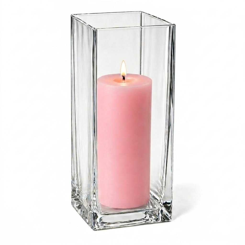 Richland Pillar Candle 9" & Eastland Square Holder 12" Set of 12 (Choose your color)