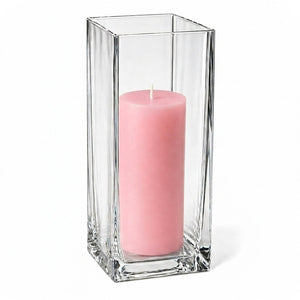 Richland Pillar Candle 9" & Eastland Square Holder 12" Set of 12 (Choose your color)