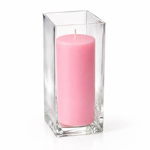 Richland Pillar Candle 9" & Eastland Square Holder 12" Set of 12 (Choose your color)