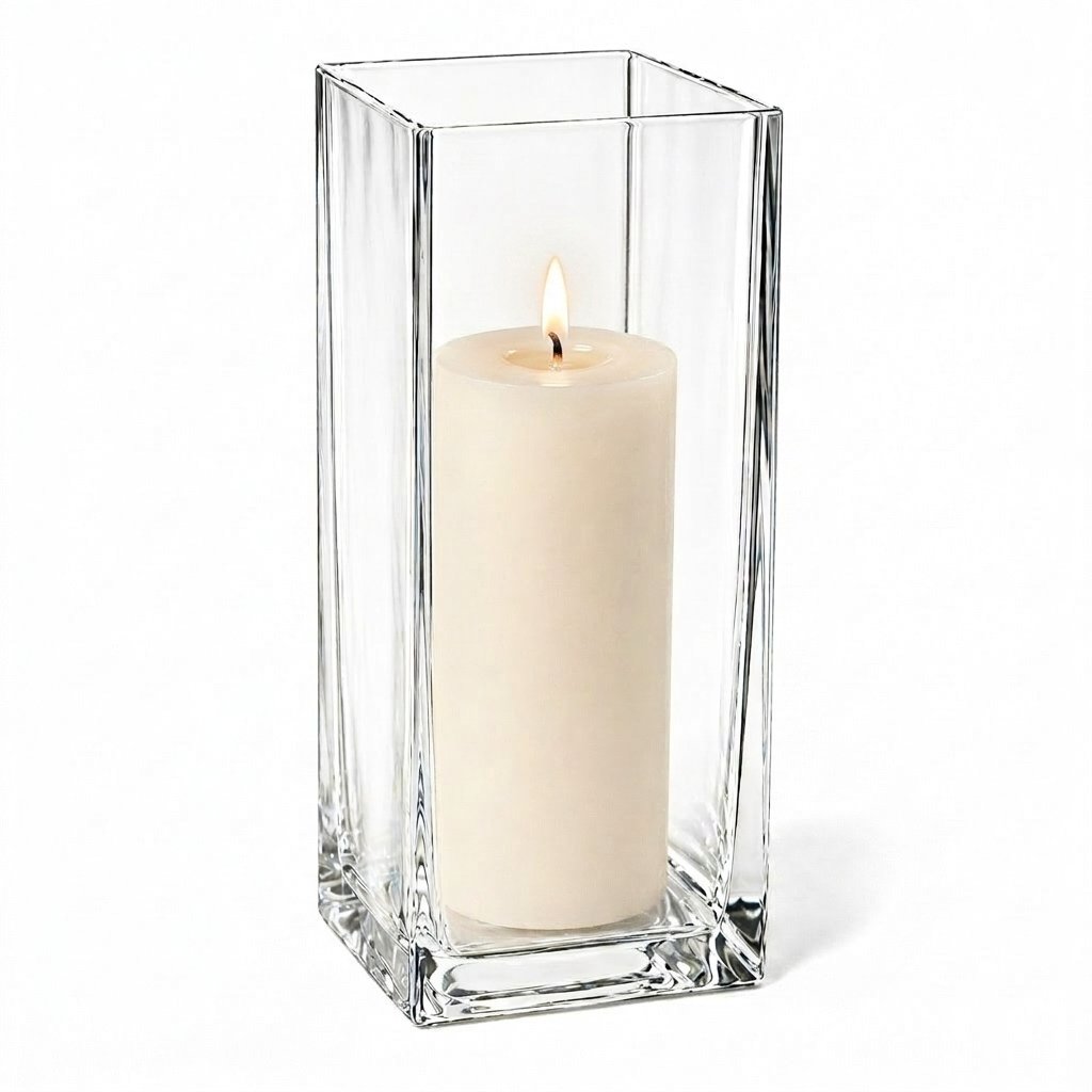 Richland Pillar Candle 9" & Eastland Square Holder 12" Set of 12 (Choose your color)