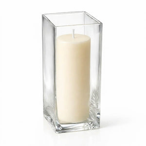 Richland Pillar Candle 9" & Eastland Square Holder 12" Set of 12 (Choose your color)