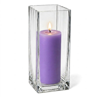Richland Pillar Candle 9" & Eastland Square Holder 12" Set of 12 - Lavender - thumbnail number 2