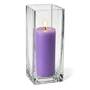 Richland Pillar Candle 9" & Eastland Square Holder 12" Set of 12 (Choose your color)