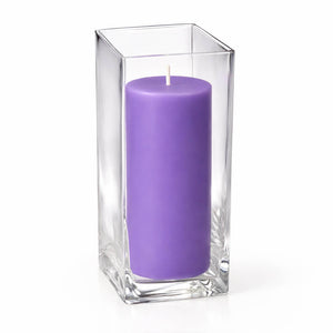 Richland Pillar Candle 9" & Eastland Square Holder 12" Set of 12 (Choose your color)