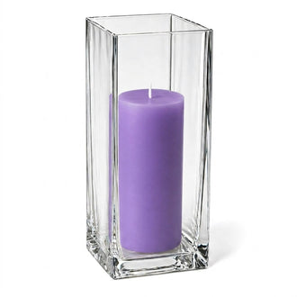 Richland Pillar Candle 9" & Eastland Square Holder 12" Set of 12 - Lavender