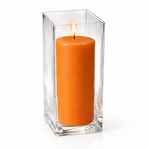 Richland Pillar Candle 9" & Eastland Square Holder 12" Set of 12 (Choose your color)