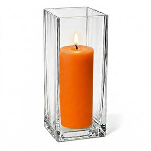 Richland Pillar Candle 9" & Eastland Square Holder 12" Set of 12 (Choose your color)