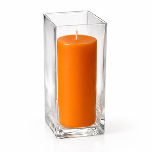 Richland Pillar Candle 9" & Eastland Square Holder 12" Set of 12 (Choose your color)