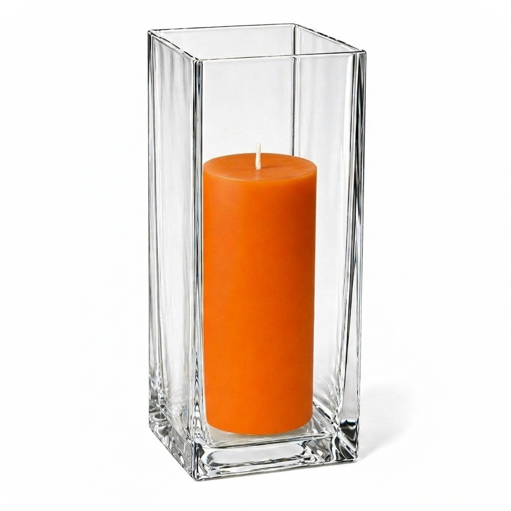 Richland Pillar Candle 9" & Eastland Square Holder 12" Set of 12 (Choose your color)