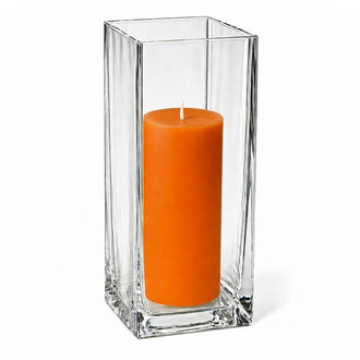 Richland Pillar Candle 9" & Eastland Square Holder 12" Set of 12 - Orange