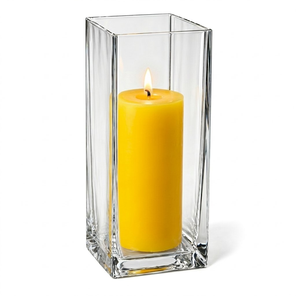 Richland Pillar Candle 9" & Eastland Square Holder 12" Set of 12 (Choose your color)