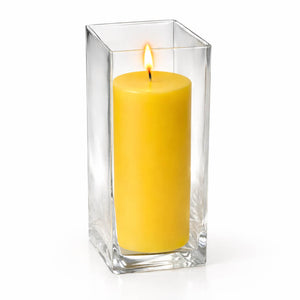 Richland Pillar Candle 9" & Eastland Square Holder 12" Set of 12 (Choose your color)