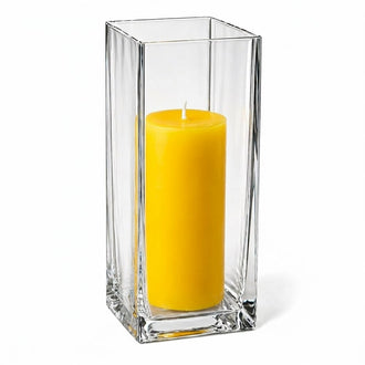 Richland Pillar Candle 9" & Eastland Square Holder 12" Set of 12 - Yellow