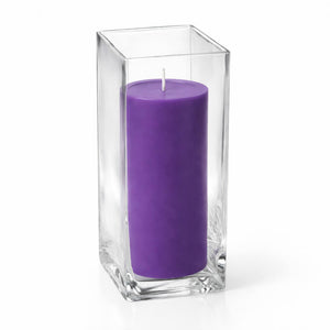 Richland Pillar Candle 9" & Eastland Square Holder 12" Set of 12 (Choose your color)