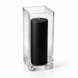 Richland Pillar Candle 9" & Eastland Square Holder 12" Set of 12 (Choose your color)