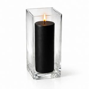 Richland Pillar Candle 9" & Eastland Square Holder 12" Set of 12 (Choose your color)