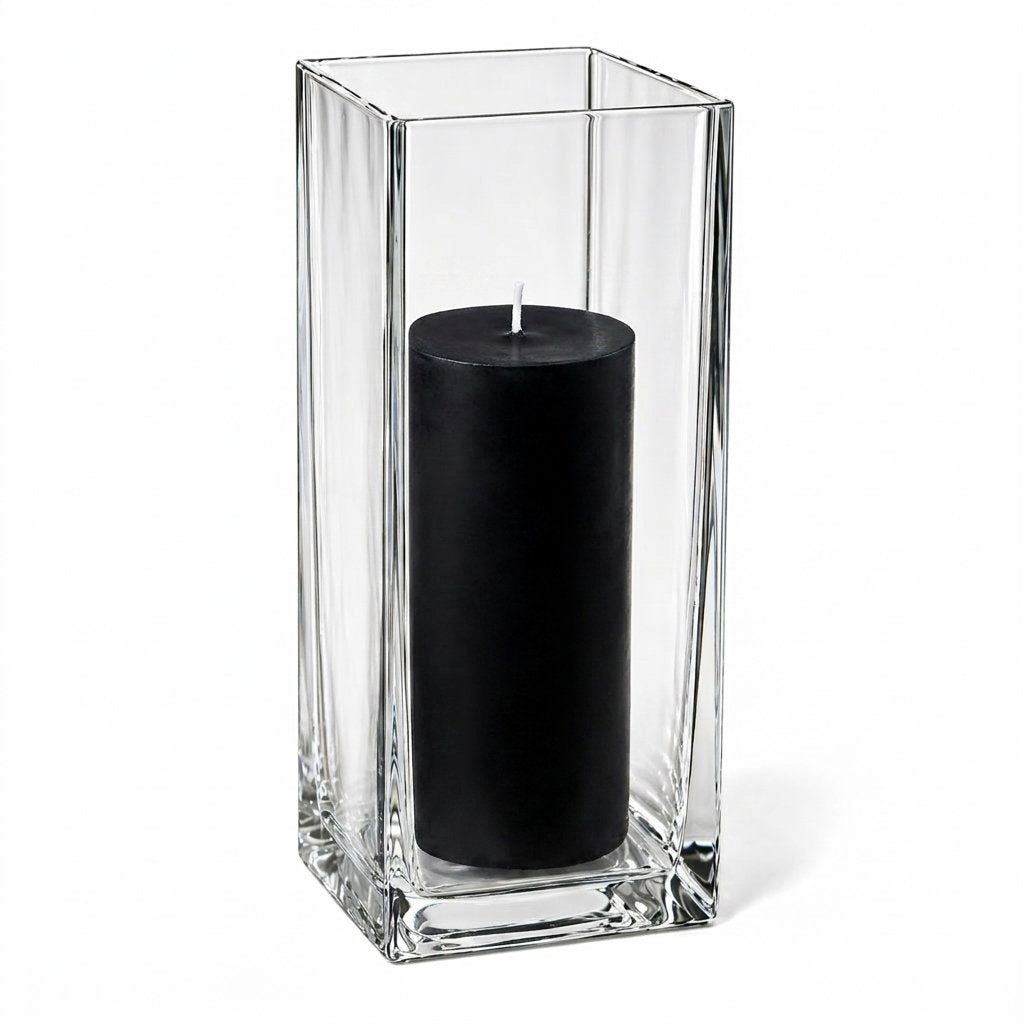 Richland Pillar Candle 9" & Eastland Square Holder 12" Set of 12 (Choose your color)