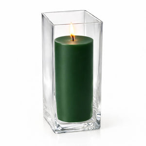 Richland Pillar Candle 9" & Eastland Square Holder 12" Set of 12 (Choose your color)
