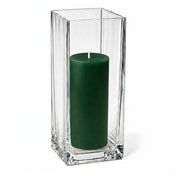 Richland Pillar Candle 9" & Eastland Square Holder 12" Set of 12 - Dark Green - thumbnail number 1