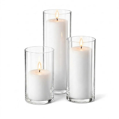 Richland Slim Pillar Candles & Eastland Cylinder Holders Set of 3 - White - thumbnail number 2