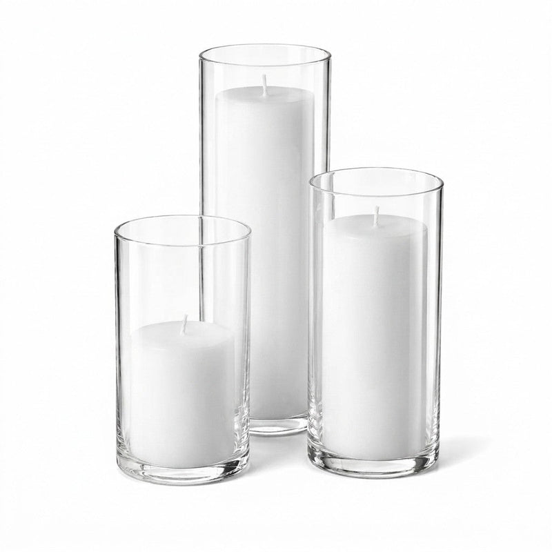 Richland Slim Pillar Candles & Eastland Cylinder Holders Set of 12 - White - thumbnail number 2