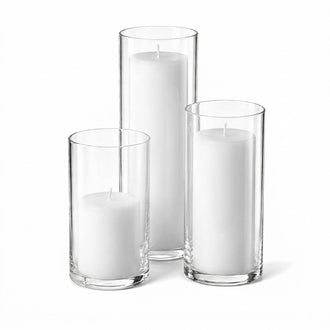 Richland Slim Pillar Candles & Cylinder Vases Set of 36 - White