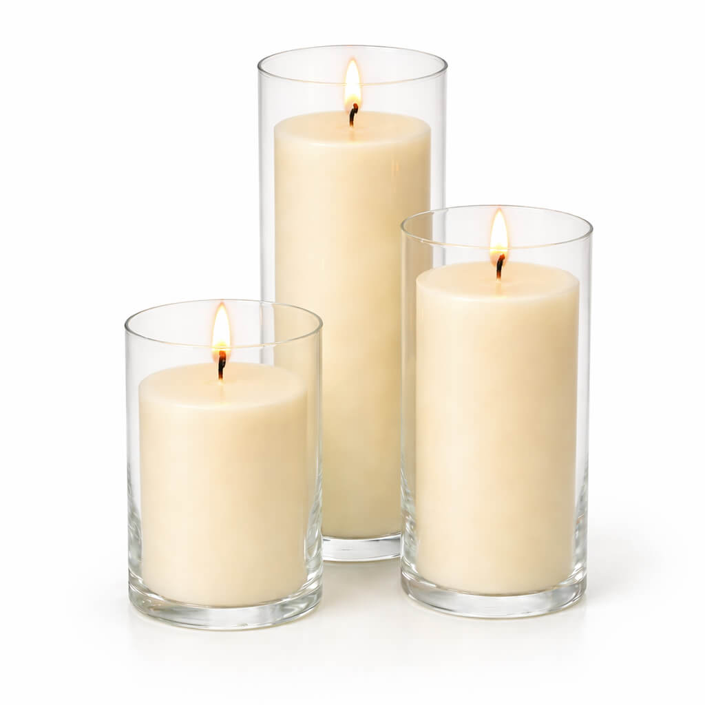 Richland Pillar Candles & Eastland Cylinder Holders Set of 3