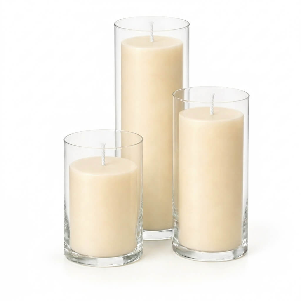 Richland Pillar Candles & Eastland Cylinder Holders Set of 3