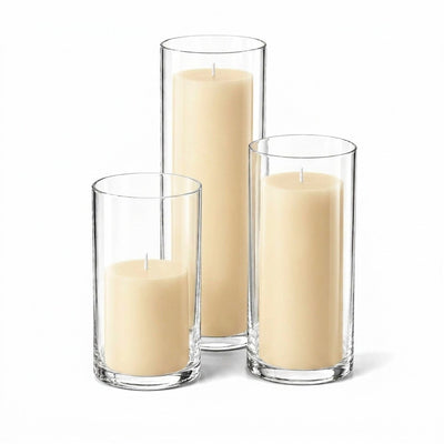 Richland Pillar Candles & Cylinder Vases Set of 3 - Ivory - thumbnail number 1