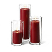 Richland Pillar Candles & Cylinder Vases Set of 12 - Red - thumbnail number 2