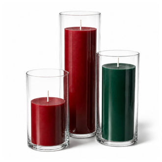 Richland Slim Pillar Candles & Cylinder Vases Set of 36 - Christmas Time