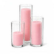Richland Pillar Candles & Cylinder Vases Set of 3 - Pink - thumbnail number 1