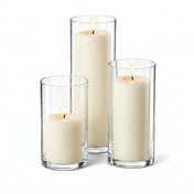 Richland Pillar Candles & Cylinder Vases Set of 3 - Light Ivory - thumbnail number 2