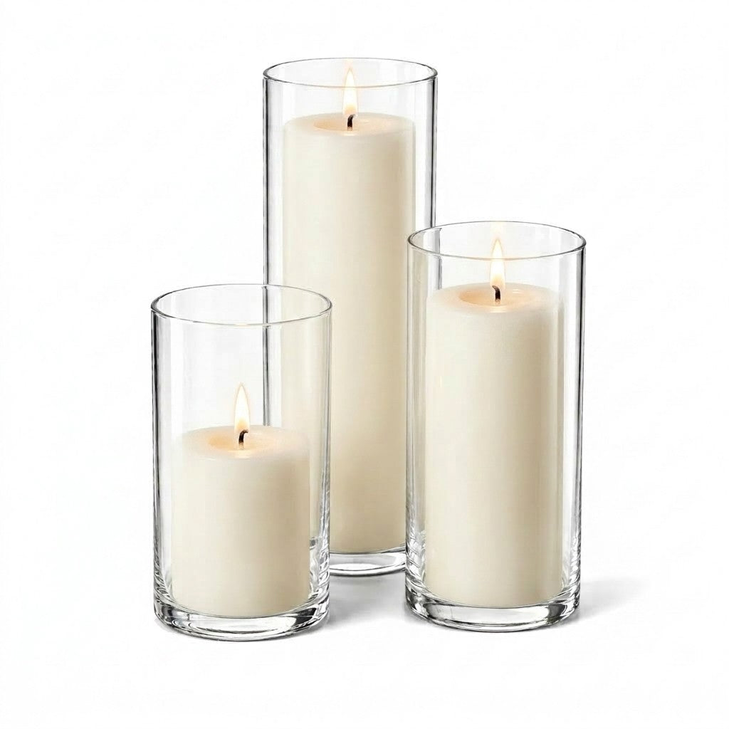 Richland Pillar Candles & Eastland Cylinder Holders Set of 3