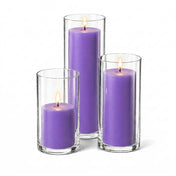 Richland Pillar Candles & Cylinder Vases Set of 3 - Lavender - thumbnail number 2