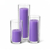 Richland Pillar Candles & Cylinder Vases Set of 12 - Lavender - thumbnail number 1