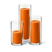 Richland Pillar Candles & Cylinder Vases Set of 12 - Orange - thumbnail number 2