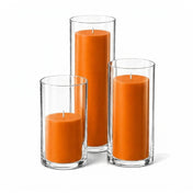 Richland Pillar Candles & Cylinder Vases Set of 3 - Orange - thumbnail number 1