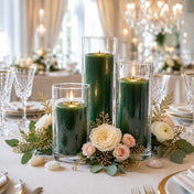 Richland Pillar Candles & Cylinder Vases Set of 12 - Dark Green - thumbnail number 6